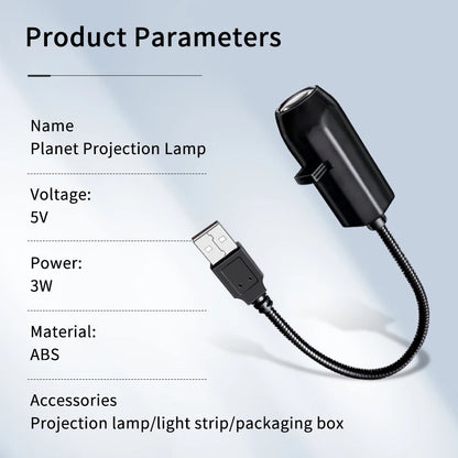 5V USB Plug in Projection Lamp Planet/Halloween/Christmas Theme Replacement Lamp Strip Indoor Ceiling Decoration Projection Lamp